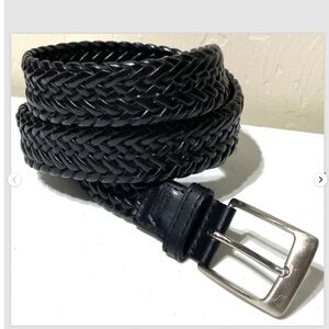 Dickies Mens Black Woven Leather Belt Sz 44  11GD0400